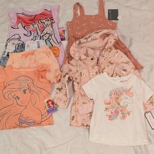 NWT Girls 3T Summer Clothing Bundle (7 PCs) Unicorn, Disney Princess